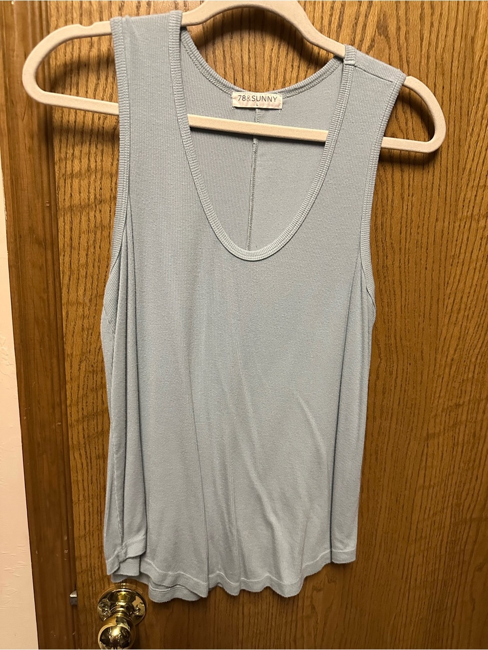 788 Sunny Soft Light Blue Scoop Tank Top